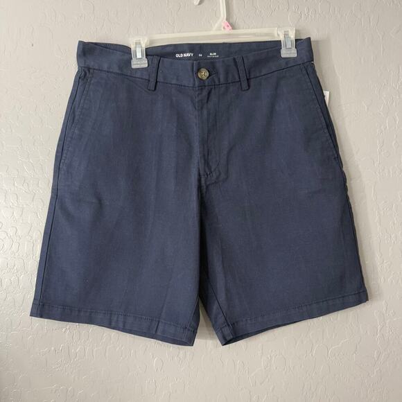 Old Navy Slim Built-In Flex Rotation Chino Shorts 8" Inseam, Navy Blue, 32 - Picture 1 of 5
